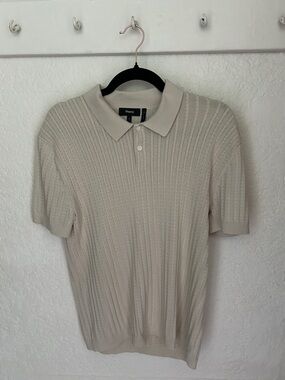 Theory Men's Short-Sleeve Knit Polo in Light Beige